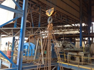 Essais de charge au concentrateur, pont roulant 35 tonnes